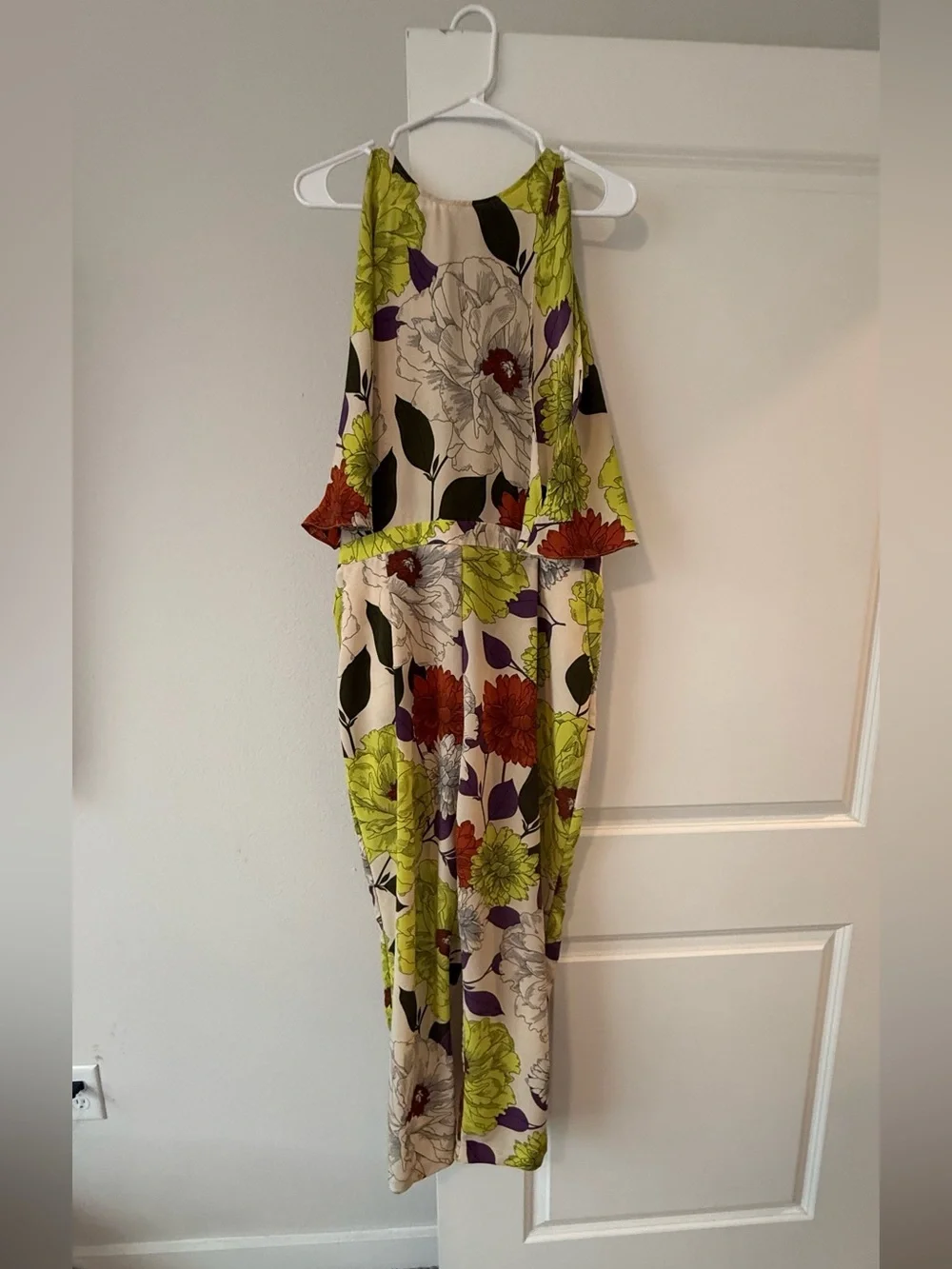 River Island Floral Halter Jumpsuit - Lime, Cream & Rust
